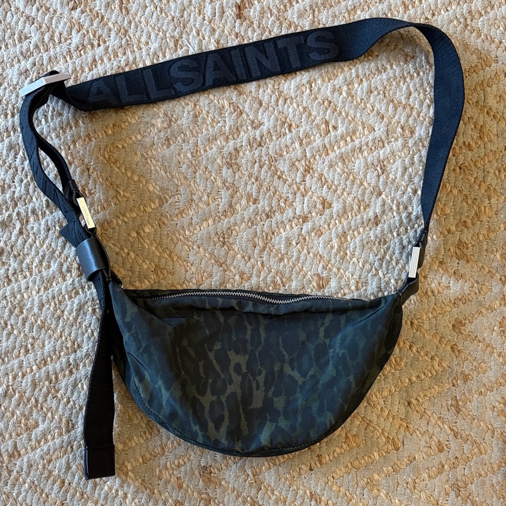 All Saints Black and Green Crossbody Bag